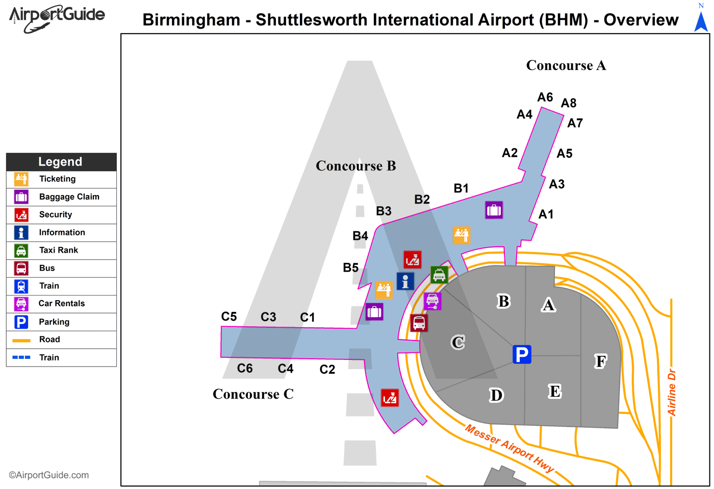 Birmingham Shuttlesworth Airport Map Birmingham   Birmingham Shuttlesworth International (BHM) Airport 