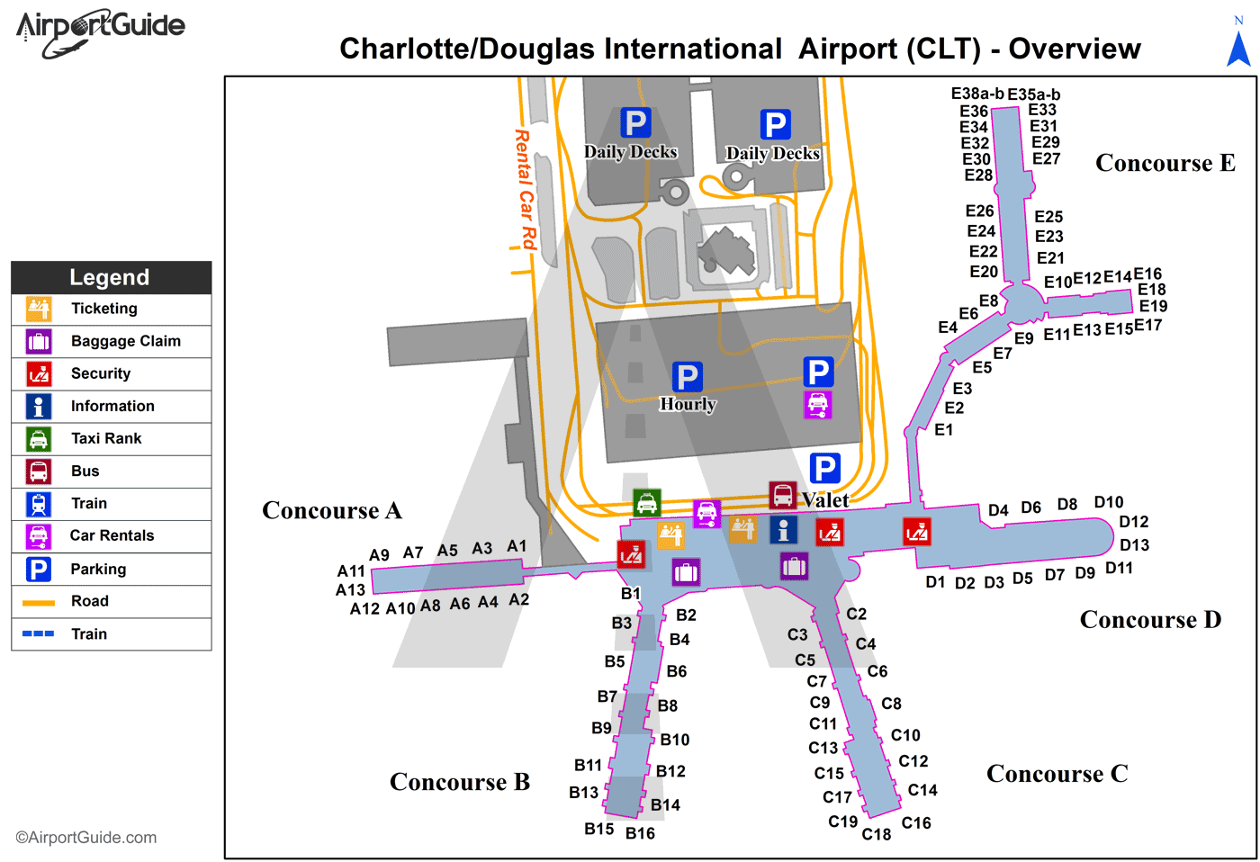 Charlotte Airport Terminal Map Kitchen 2018   CLT Overview Map 