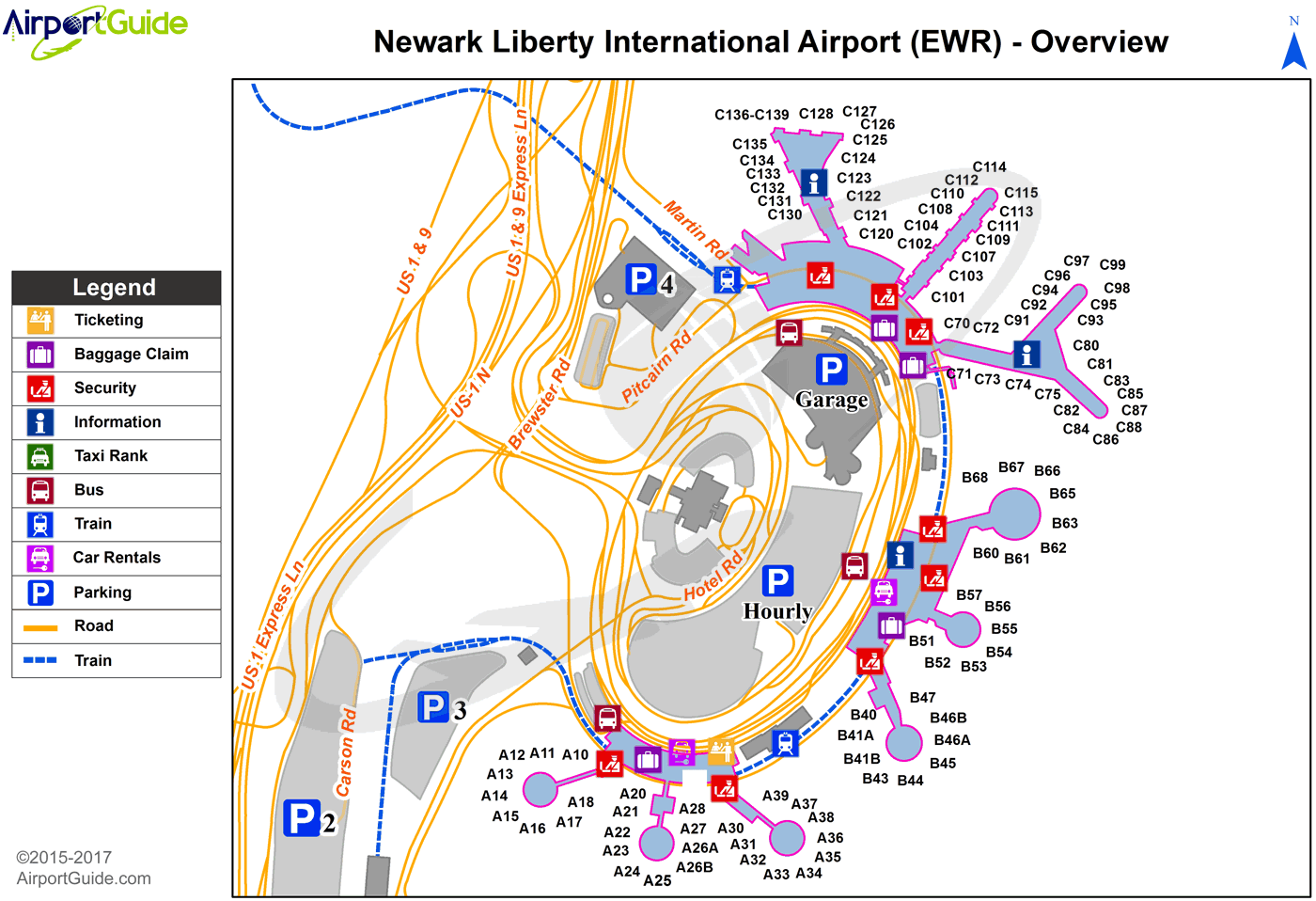 Newark Liberty International Airport Terminal Map Newark   Newark Liberty International (EWR) Airport Terminal Maps 