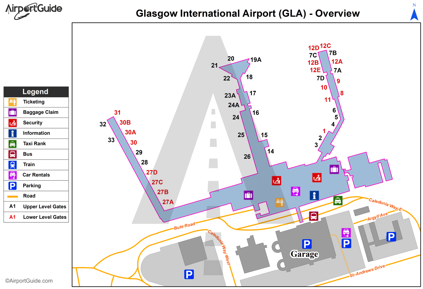 Glasgow Airport Terminal Map Glasgow   Glasgow International (GLA) Airport Terminal Maps 