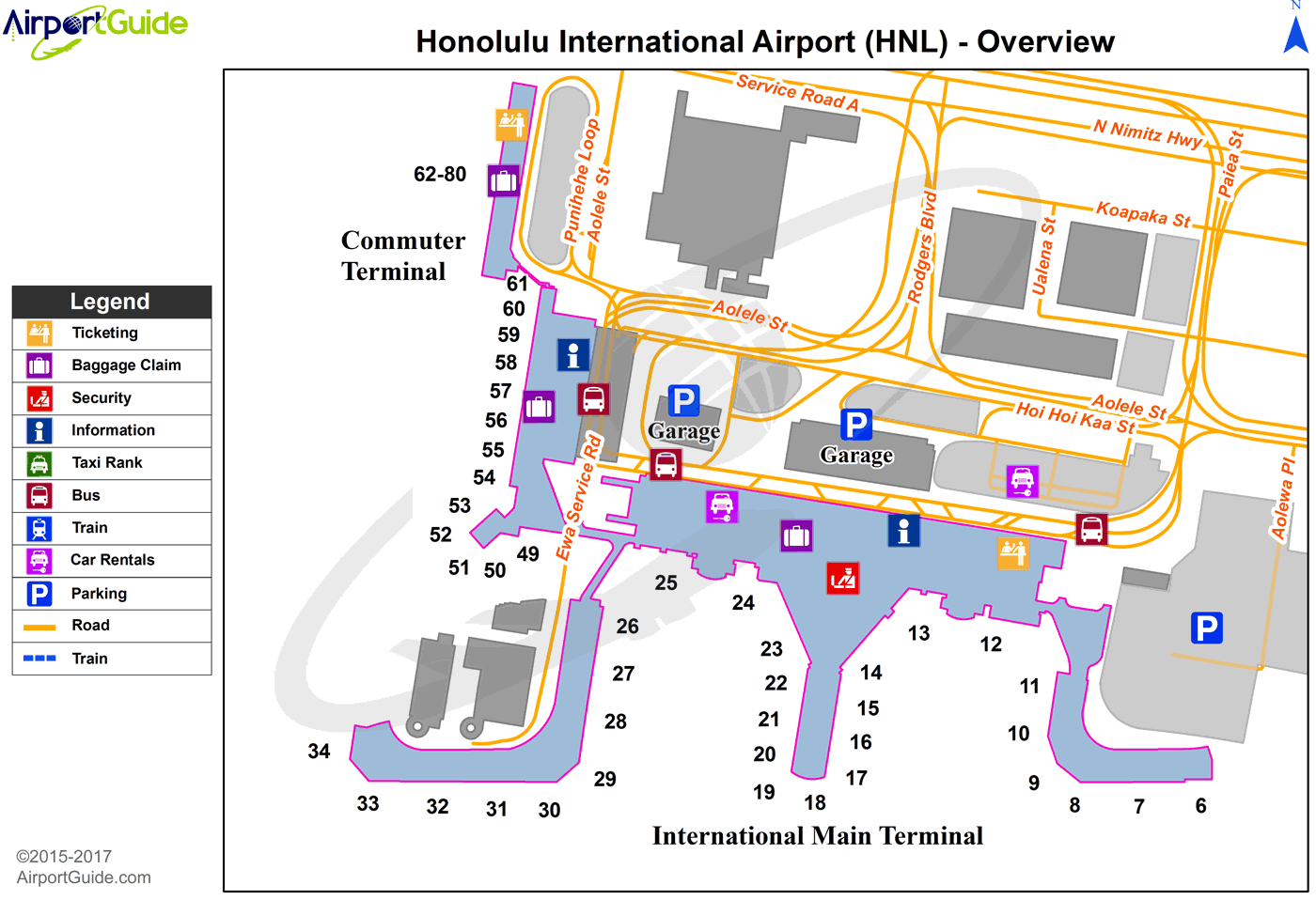 Gua Airport Terminal Map   HNL Overview Map 