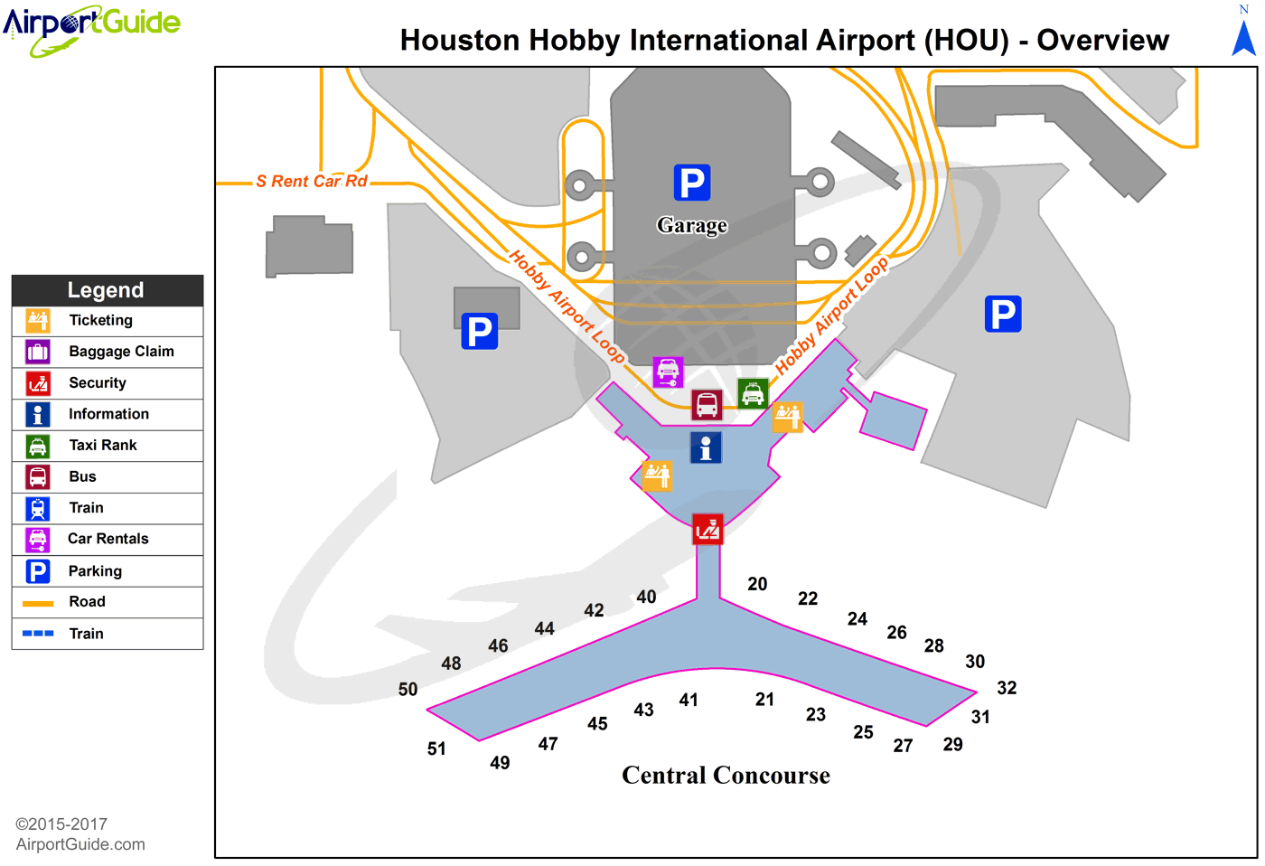 Hobby Airport Terminal Map Houston   William P Hobby (HOU) Airport Terminal Maps 