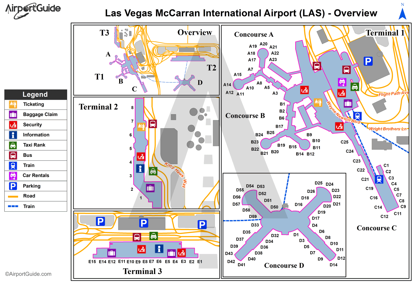 Map Las Vegas Airport Map Costa Rica And Panama   LAS Overview Map 