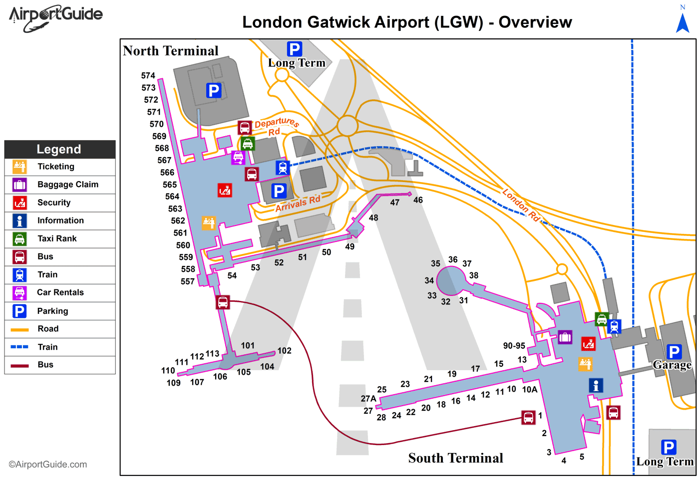 North Terminal Gatwick Map London   London Gatwick (LGW) Airport Terminal Maps   TravelWidget.com