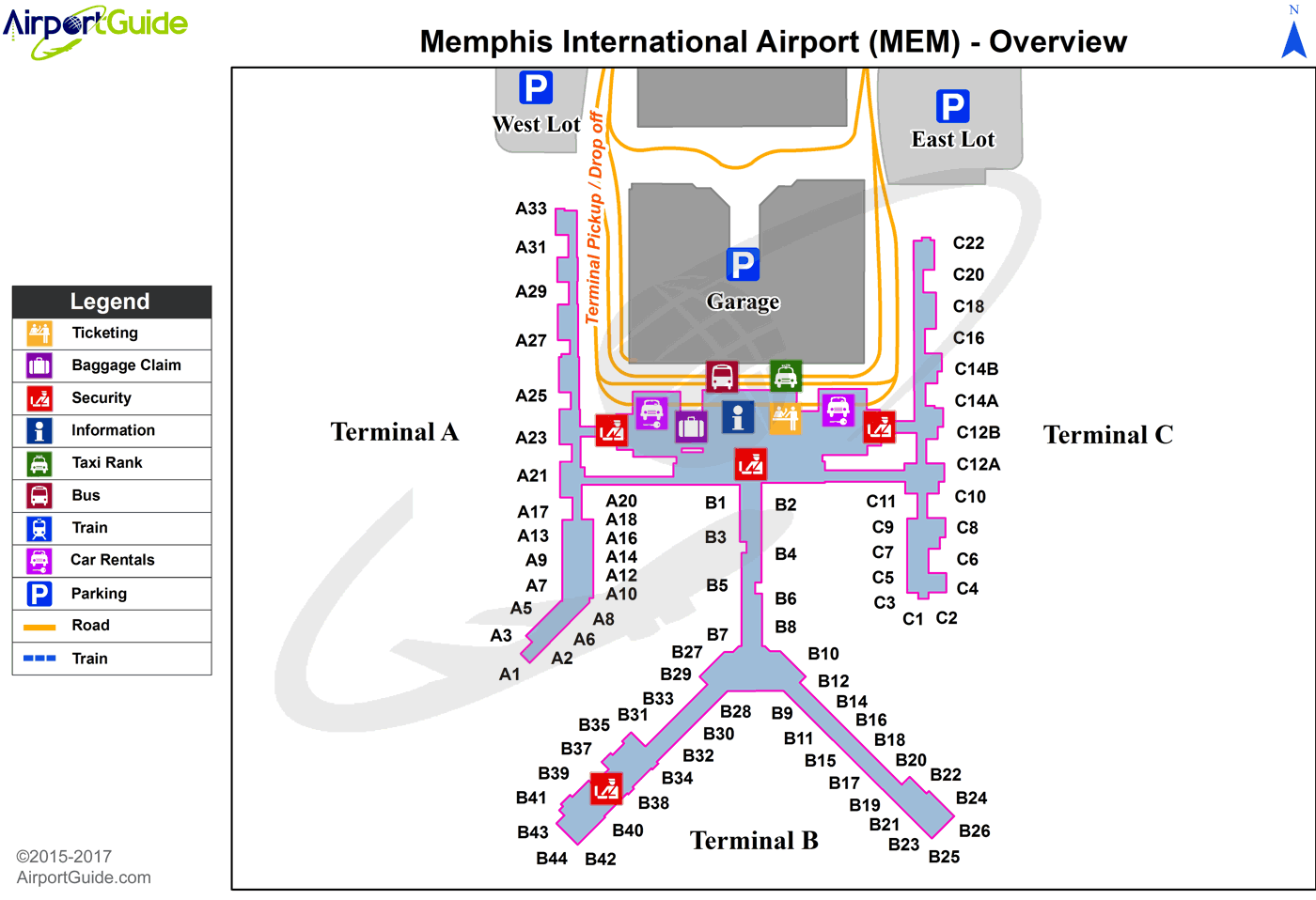 Memphis Memphis International MEM Airport Terminal Maps   MEM Overview Map 