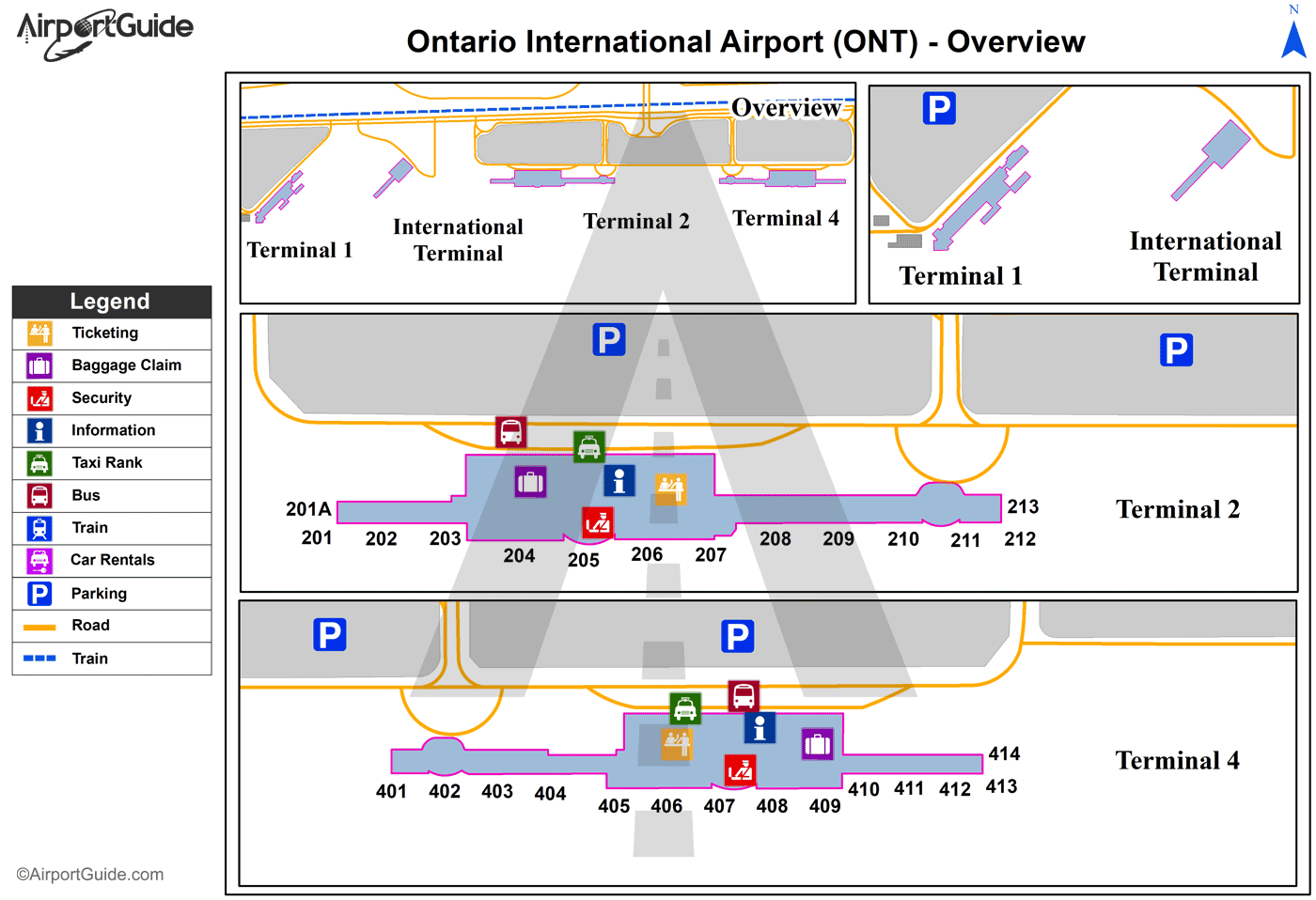 Ontario International Airport Terminal Maps   ONT Overview Map 