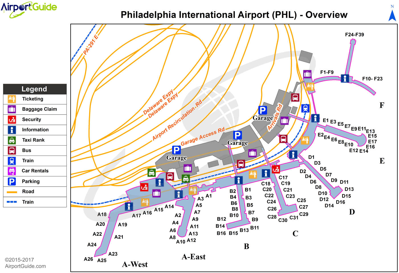 Phl Airport Gate Map Philadelphia   Philadelphia International (PHL) Airport Terminal 