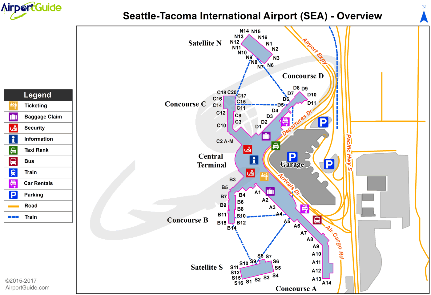 Seattle International Airport Map Seattle   Seattle Tacoma International (SEA) Airport Terminal Maps 