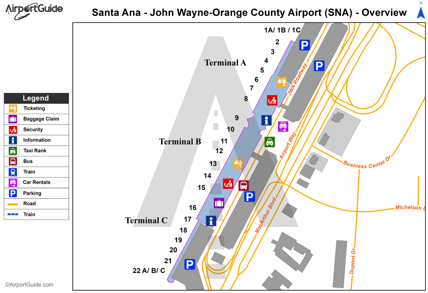 John Wayne Airport Map   SNA Overview Map 