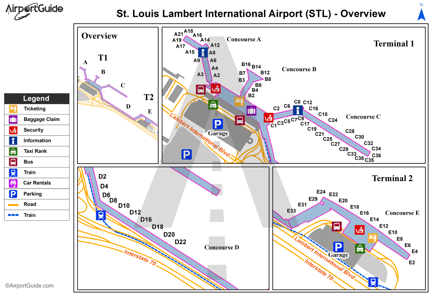 St Louis - Lambert-St Louis International (STL) Airport Terminal Maps - 0